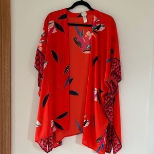 A New Day Vibrant Orange Floral Kimono